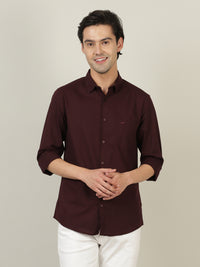 Solid Full Sleeve 100% Cotton Casual Shirt Maroon