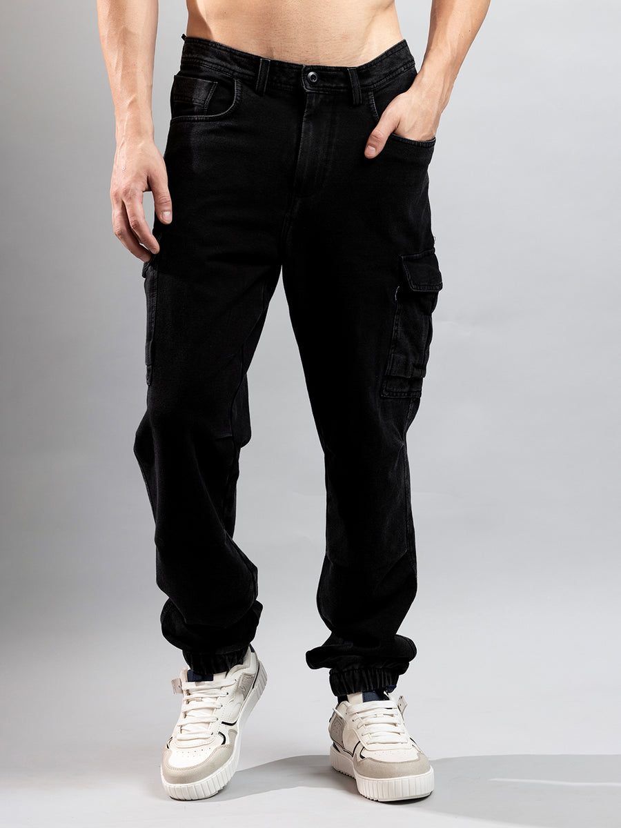 Buy Den Knit Regular Denim Jogger In Jet Black – Crocodile