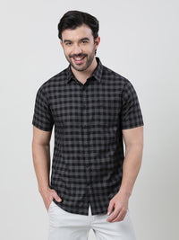 Black Checked Half Sleeve Shirt