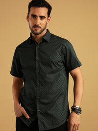 Printed Green Half Sleeve Shirt