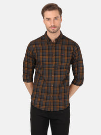 Casual Checked Brown Full Sleeve Shirt