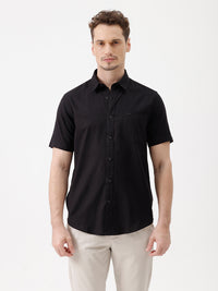 100% Cotton Textured Shirt Black