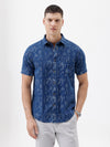 Men's Comfort Fit Printed Shirts Indigo Blue
