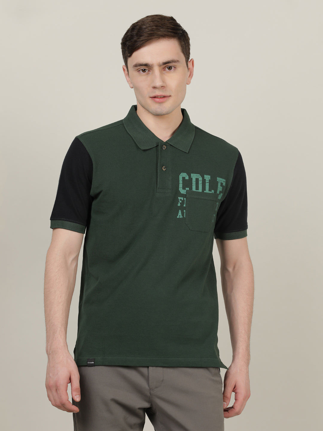 Crocodile Men Contrast Casual T-Shirt