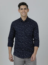 Printed Navy Full Sleeve 100% Cotton Shirt
