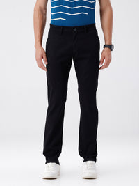 Men's Slim Fit Premium Textured Stretch Black Chinos For All-Day Comfort