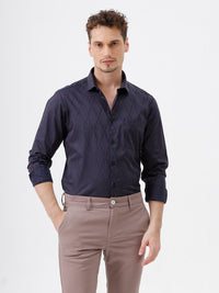Pixel Jacquard Lustre Shirt Navy