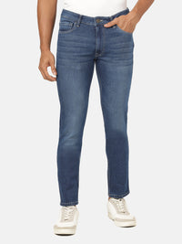 Light Blue Solid Mid Rise Slim Tapered Casual Jean