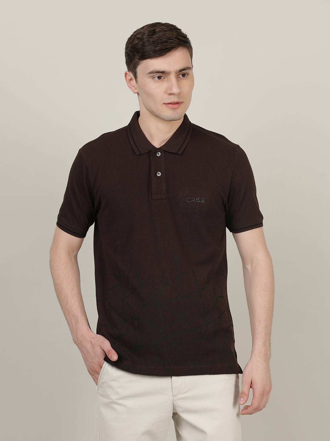 Buy Coffee Brown Solid Casual Polo T-Shirt – Crocodile