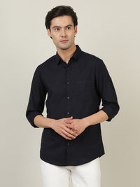 Dark Navy Solid Full Sleeve 100% Cotton Casual Shirt