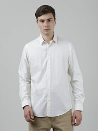 White Printed Full Sleeve 100% Cotton Casual Shirt