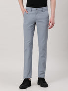 Casual Trousers Slim Fit Solid Blue for Men