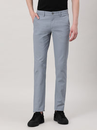 Blue Solid Slim Fit Casual Trouser