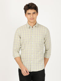 Green Checked Full Sleeve 100% Cotton Casual Shirt