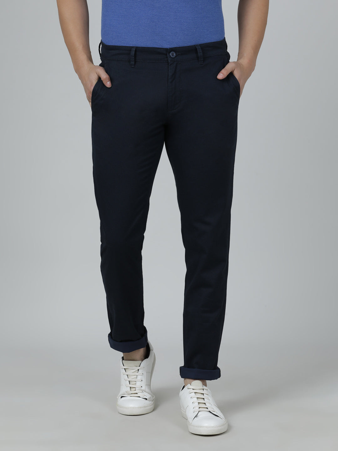 Crocodile Trim Fit Navy Trouser for Men