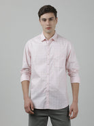 Casual Pink Full Sleeve Comfort Fit Checks Shirt with Collar for Men