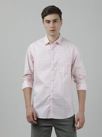 Pink Checked Full Sleeve 100% Cotton Casual Shirt