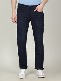 Dark Blue Solid Mid Rise Slim Fit Jean