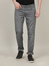 Grey Solid Mid Rise Slim Fit Jean