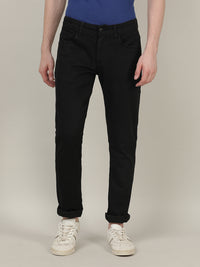 Casual Black Solid Mid Rise Slim Fit Jean