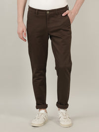Olive Green Solid Slim Fit Casual Trouser