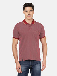 Casual Printed Polo T-Shirt Red