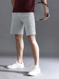 Solid Grey Melange Comfort Fit Track shorts