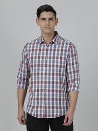 Checked Red Full Sleeve 100% Cotton Shirt