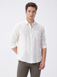 Linen Blend Shirt In White