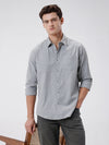 Crinkle Pin Stripe Shirt Green