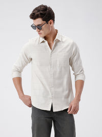 Men's Crepe-Textured Striped Shirt In Lightweight Fabric For Breathable Casual Wear