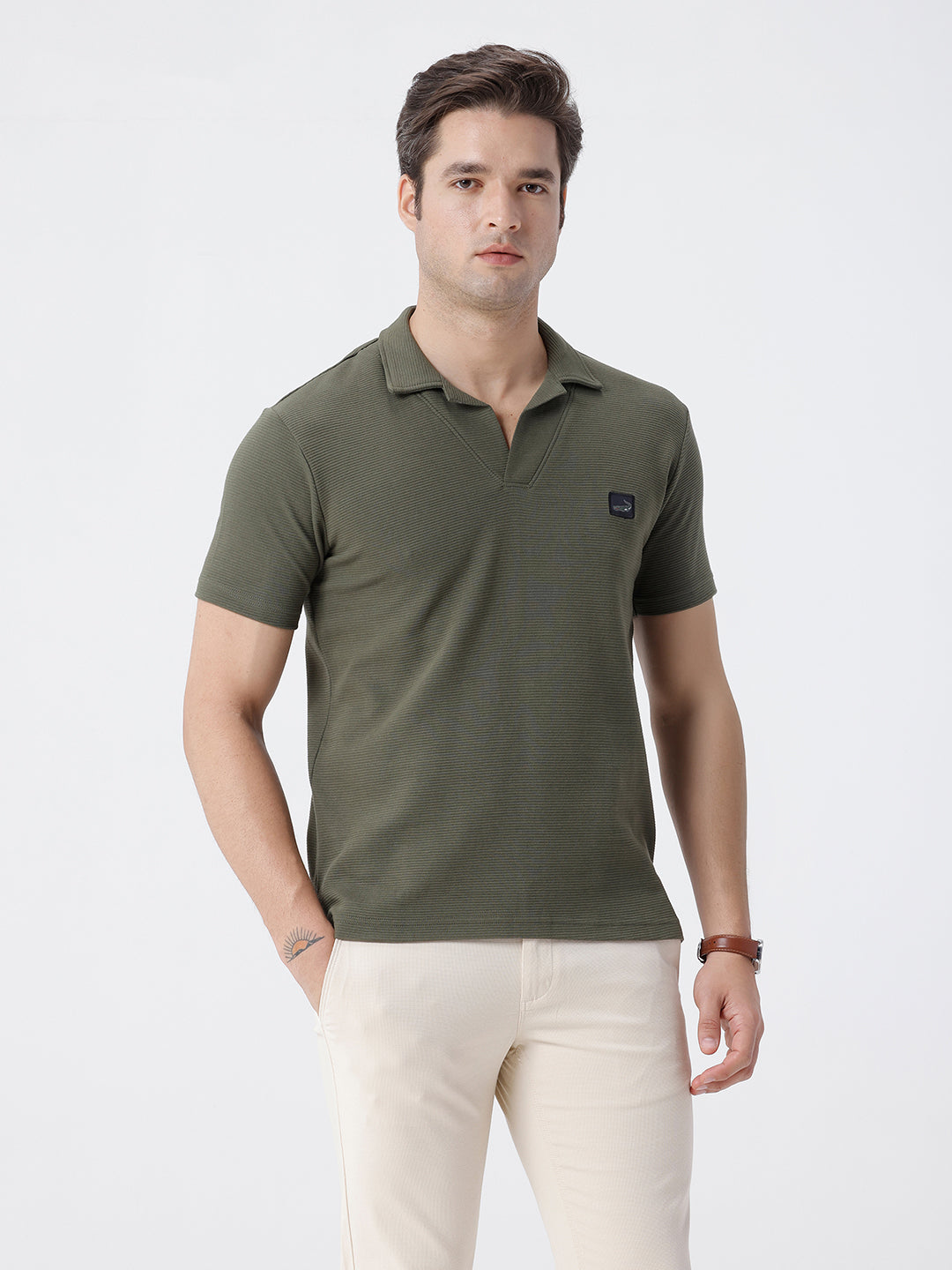 Close-up of green fabric with texture detail