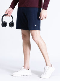Solid Navy Melange Comfort Fit Track Shorts