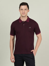 Beetroot Red Printed Polo T-Shirt