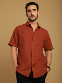 Solid Rust Brown Half Sleeve Shirt