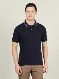 Solid Navy Casual Polo T-Shirt