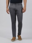 Casual Slim Fit Printed Grey Trousers for Men