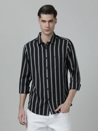 Black Striped Full Sleeve 100% Cotton Shirt