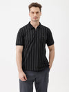 Braided Weave Printed Polo T-Shirt In Navy