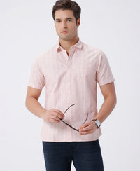 Melange Herringbone Stripe Shirt Light Orange