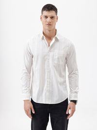 Men's Comfort Fit Striped Shirts Off White