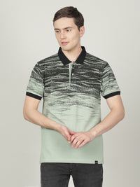Printed Green Casual Polo T-Shirt