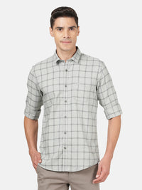 Light Grey Checked Full Sleeve Shirt