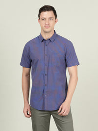 Brown Checked Half Sleeve 100% Cotton Shirt
