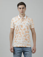 Casual Orange T-Shirt Tie and Dye Half Sleeve Slim Fit with Collar for Men