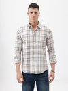 Men's Comfort Fit Checked Shirts Cream