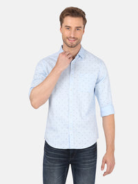 Light Blue Printed Full Sleeve Casual Shirt