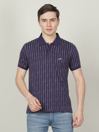 Casual Royal Blue Printed Polo T-Shirt