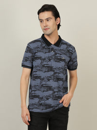 Printed Navy Polo T-Shirt