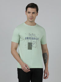 Typography Printed Single Jersey Cotton Green T-Shirts